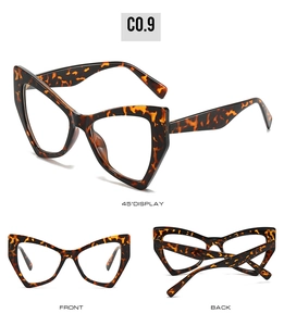 Detailed views of tortoiseshell cat-eye sunglasses showing front, side, and folded angles