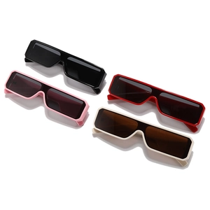 Y2K retro rectangle wrap sunglasses set in black, pink, red and beige colors