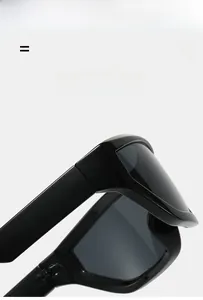 Detail of glossy black Y2K sunglasses frame showing lightweight and high-elasticity material