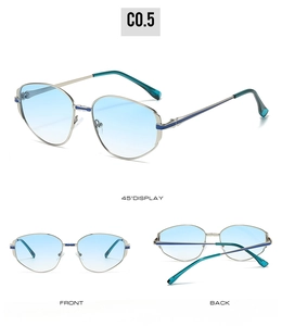 Vues multiples de lunettes de soleil polygonales en métal argenté avec verres dégradés