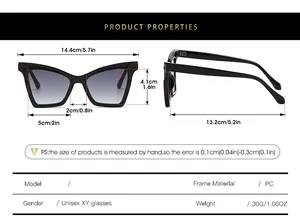 Guide des tailles pour lunettes de soleil œil de chat avec dimensions et poids de 30g