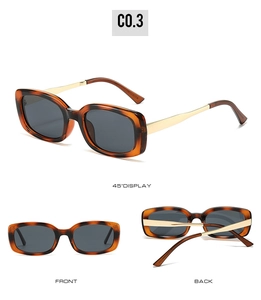 Tortoiseshell square sunglasses with gold metal temples shown in multi-angle view