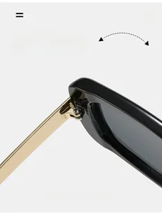 Detail of durable gold metal hinge on black glossy sunglasses with precision screws
