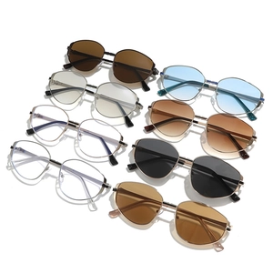Lunettes de soleil tendance à monture polygonale en métal avec verres protection UV
