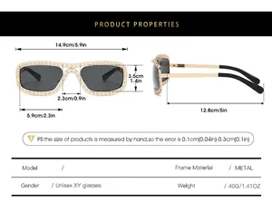 Tableau des tailles pour lunettes de soleil ovales en métal avec largeur et hauteur