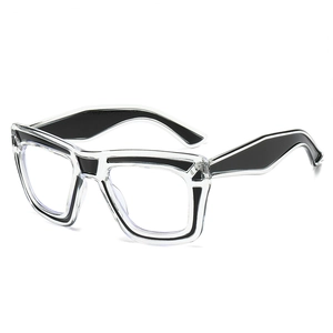 Square Oversized Eyewear Frame Transparent PC Color Blocking Anti Blue Light Blocking Glasses For Women Men Retro Trendy