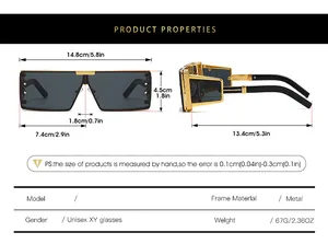 Tableau des tailles détaillé pour lunettes de soleil en métal avec mesures de la monture