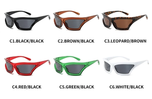Vista a matrice di occhiali da sole cat-eye in sei colori diversi per lo sport