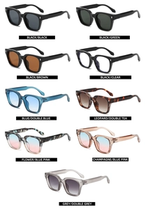 Matrix layout of nine vintage oversized square sunglasses in assorted frame colors