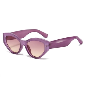 Vintage purple cat eye sunglasses with thick translucent frames and gradient lenses