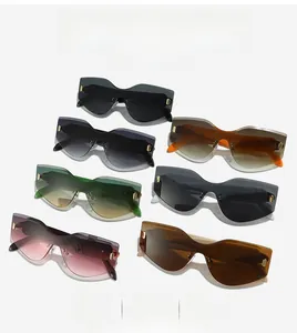 Detailed display of seven colored rimless snake head sunglasses with gradient AC lenses