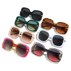 Square oversized sunglasses set with seven trendy frame colors and gold metal accents