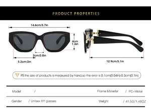 Tableau des tailles détaillé pour lunettes de soleil UV avec monture en PC et métal