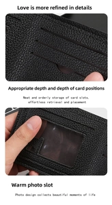 Detail of vintage crocodile pattern leather wallet featuring card slots and a photo window