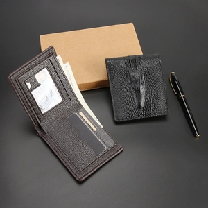 Men's bifold wallet with black crocodile embossed leather and multi-card slots design