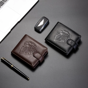 Classic vintage PU leather wallets in black and brown with embossed eagle and snap closure