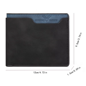 Men's bifold wallet dimensions shown 12cm length 9.5cm height and 1.5cm thickness