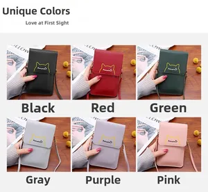 Detailansicht der Damen Mini Handytaschen in sechs Farben wie Schwarz Rot und Rosa