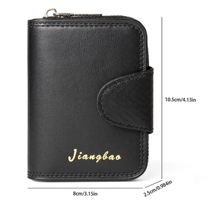 Detailed size view of black lychee leather card holder showing 10.5cm x 8cm dimensions