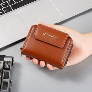 Porta Carte Uomo Stile Fisarmonica Multi Slot Portafoglio Chiusura Lampo Pelle PU Business Retro Minimalista Borsellino