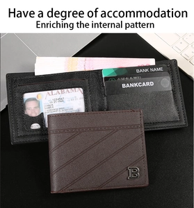 Detail of vintage leather bifold wallet with multi-card slots and clear ID window