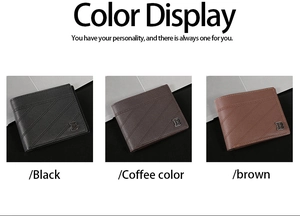 Detailed view of vintage leather bifold wallets in black, coffee, and brown colors