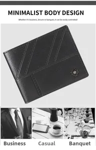Detail view of black horizontal wallet featuring diagonal stitching and leather texture