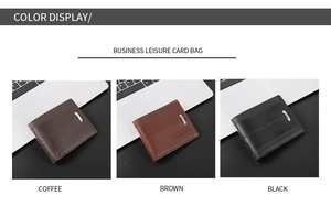 Tre colori di portafogli in pelle da uomo disponibili in caffè, marrone e nero