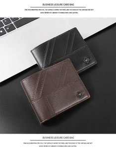 Detail of business card bags in black and brown lychee grain leather with cross logo