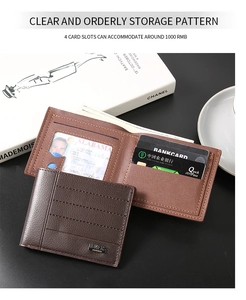 Detail of coffee brown leather wallet showing 4 card slots and inner cash compartment