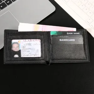 Vintage black leather men's bifold wallet with multiple card slots and bill compartment