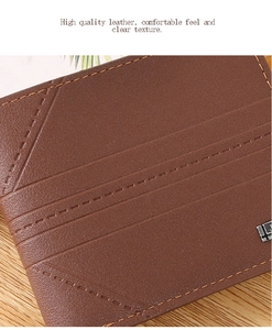 Close-up of brown leather men's wallet featuring litchi texture and precise stitching