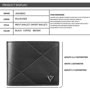 Detailed size specifications for men's lychee grain wallet with 11.5x1x9.5cm measurements