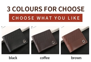 Portefeuille court pour homme en noir, café et marron avec finition en cuir texturé