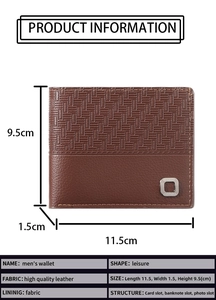 Spécifications détaillées du portefeuille pour homme avec texture cuir et dimensions