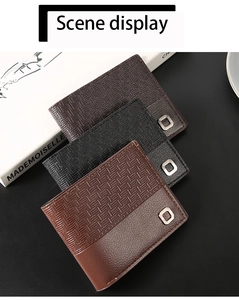 Portefeuilles en cuir pour hommes avec grain litchi et texture tissée en trois couleurs