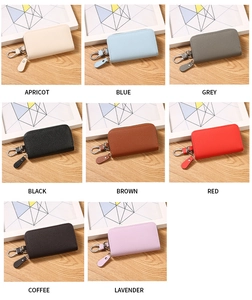 Collage di astucci portachiavi multicolore in pelle PU con zip e gancio in metallo