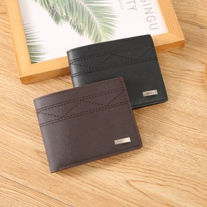 Classic men's bi-fold wallets in black and brown textured leather with stylish stitching