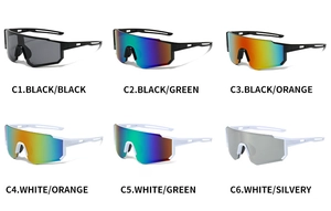 Multi-color collection of Y2K sports cycling sunglasses with wraparound frames