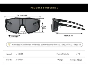 Tableau des tailles détaillé montrant les dimensions et spécifications des lunettes vélo