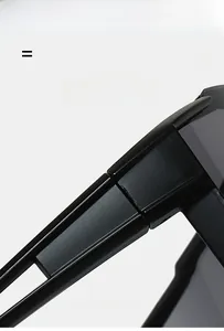 Detail view of lightweight, high-elasticity matte black temples of Y2K cycling sunglasses