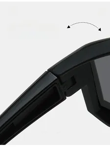 Close-up of the durable hinge mechanism on matte black Y2K cycling sports sunglasses