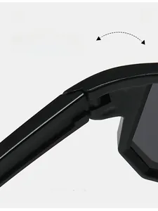 Détail de la charnière noire mate d'une lunette de cyclisme pour un pliage fluide