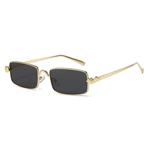 Vintage Rectangular Sunglasses Metal Frame UV400 Protection Retro Narrow Square Sun Glasses For Women Men Fashion