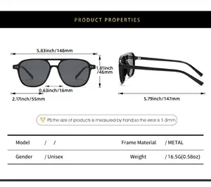 Guide des tailles montrant les dimensions des lunettes de soleil polarisées TR90