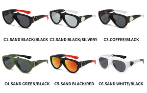 Detailed grid view of butterfly cat eye sunglasses in six matte color variations