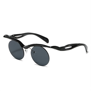 Round Sunglasses PC Irregular Wave Frame UV400 Protection Avant-Garde Streetwear Fashion Eyewear Men Women