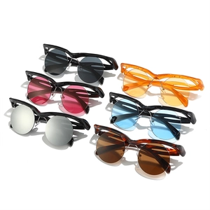 Fashionable round sunglasses with unique semi-rimless frames in six trendy assorted colors