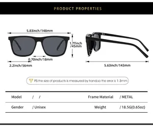 Tableau détaillé des tailles pour lunettes de soleil carrées légères en monture TR