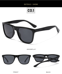 Vues détaillées sous plusieurs angles de lunettes de soleil polarisées TR90 noires